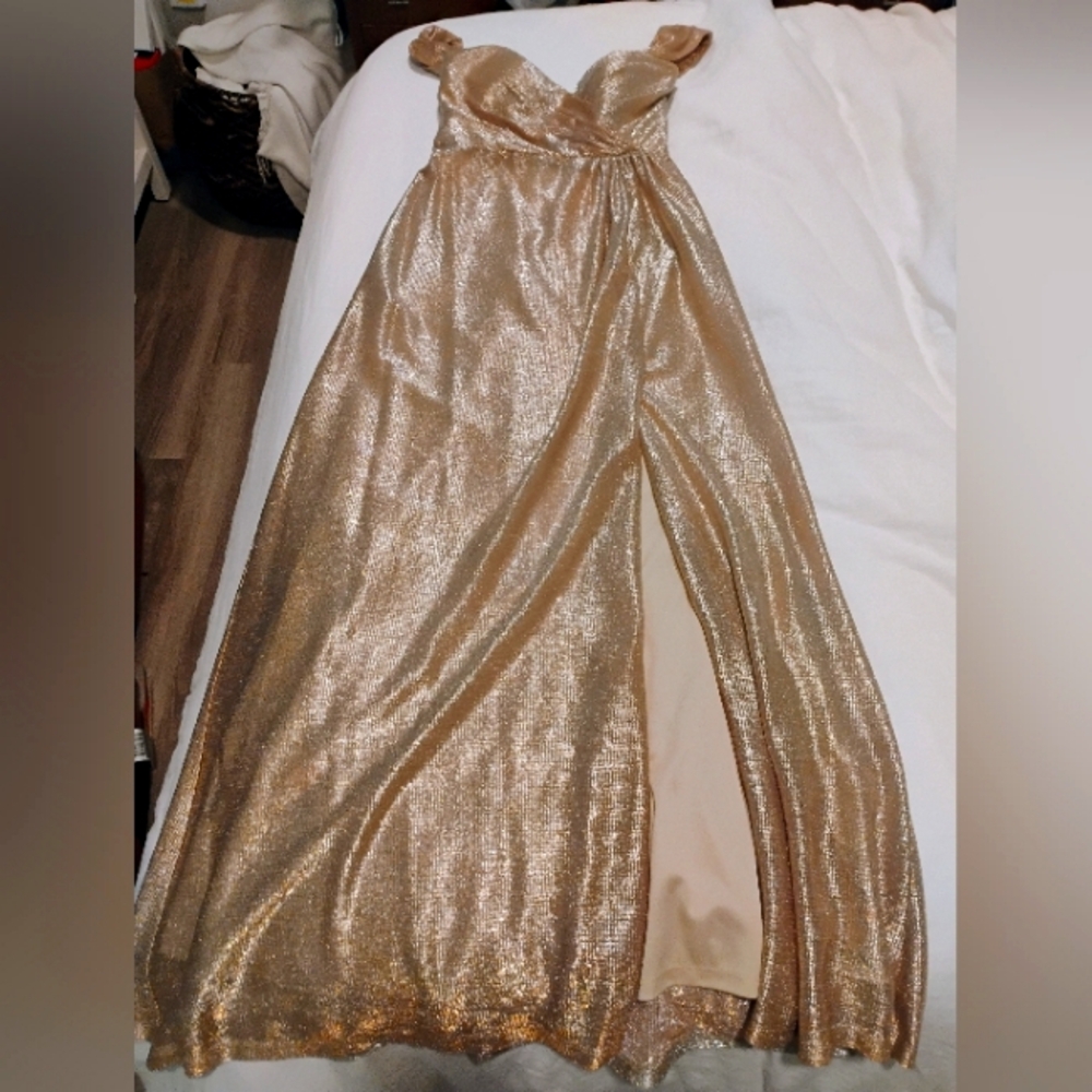 Elegant Gold Evening Gown (Hayley Paige)